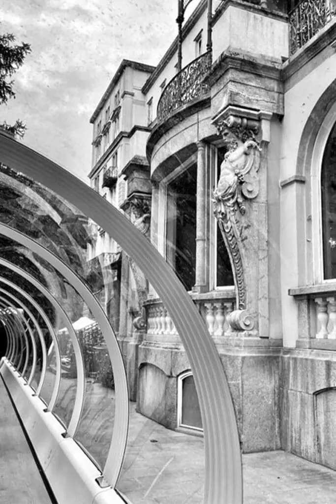 Elegant historic building with ornate architectural details and decorative sculptures.
