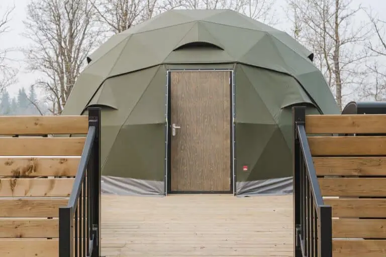 Portable geodesic dome structure for outdoor activities and events.