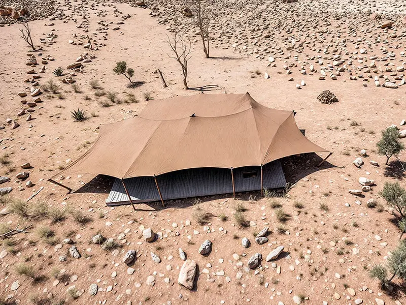 EJH Distribution desert shelter with durable canopy for outdoor adventure and camping gear supply.