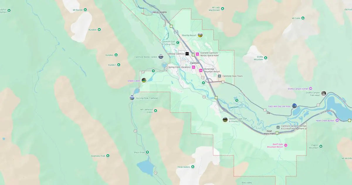 Trail map of a mountain biking area showing different paths, terrain, and natural surroundings for outdoor recreation.