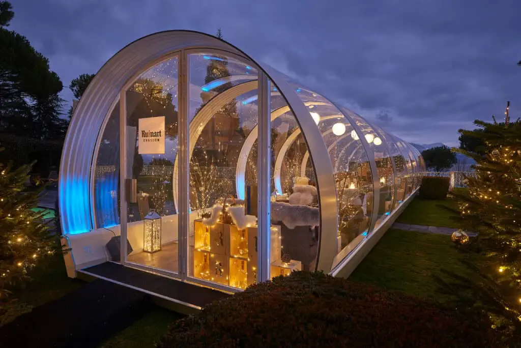 Innovative glass structure used for immersive brand experiences and events.