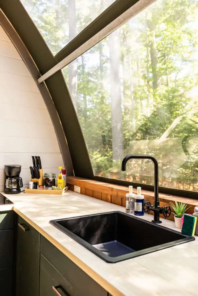 Modern kitchen with large window