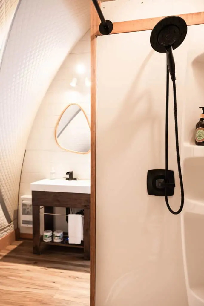 Modern bathroom with shower and sink