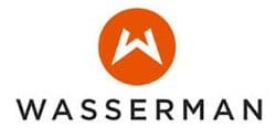 A modern Wasserman logo featuring a bold orange circle with a white "W" symbol inside, representing the brand’s dynamic and innovative identity.